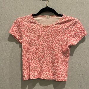 John Gott California pink leopard print crop shirt